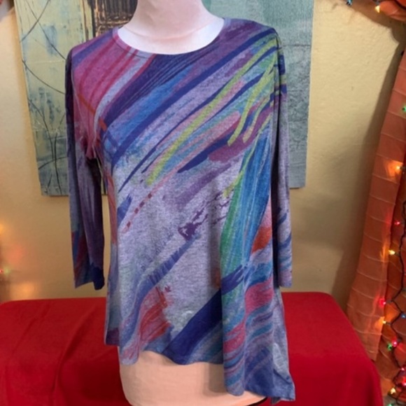 🔵 Spring/Summer Shirt, Purple brushed Jess & Jane, 3/4 sleeve , tunic, Easter - Picture 1 of 16